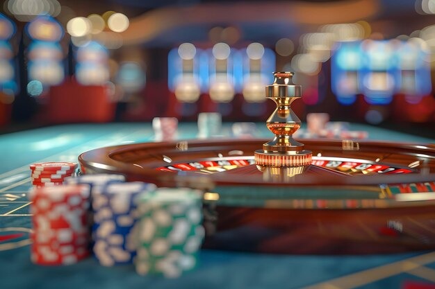 Live-dealer blackjack table with dealer and cards